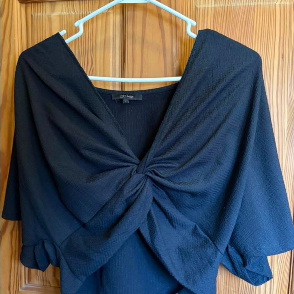 Elegant Black Twist Front Blouse